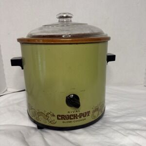 Vintage 70s Rival Crock Pot Slow Cooker Avocado Green 3.5 Qt Model 3100/2 TESTED